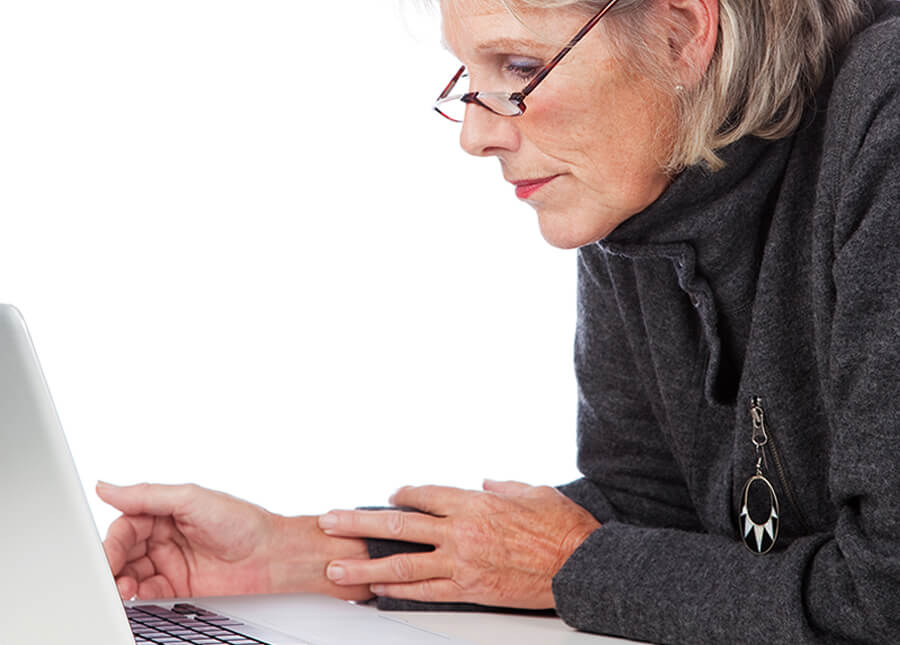 older citizen using computer